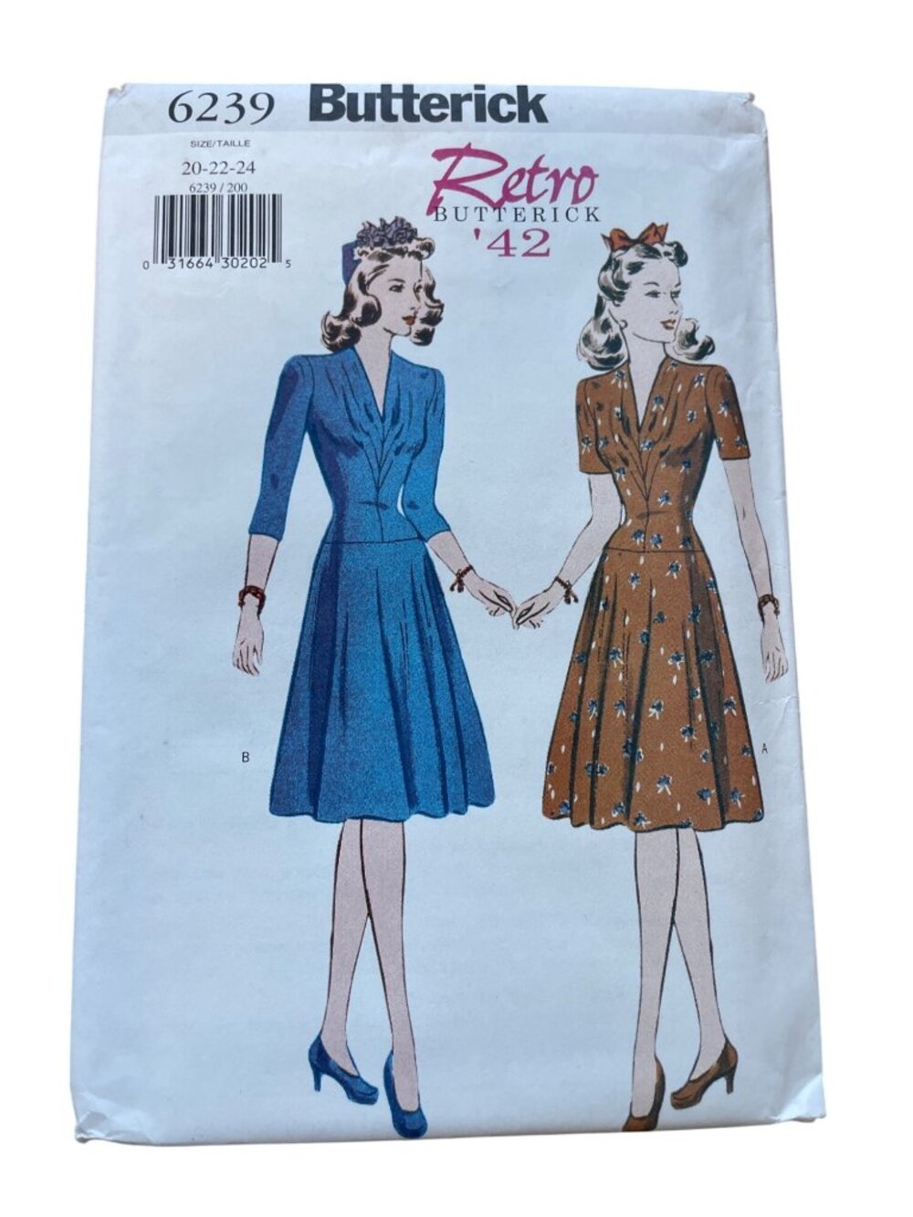 Vintage 90s Butterick 6239 Retro Sewing Pattern Size 20-22-24 Misses Dress UNCUT